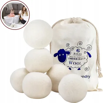 Koule do sušičky 6x Přírodní VLNĚNÉ KOULE do sušičky prádla změkčující prádlo proti žmolkům XXL