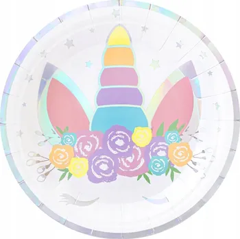 Talíř Talířky RŮŽOVÉ Jednorožec papírové 18cm 6 Ks