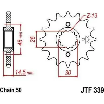 Řetězová sada pro motocykl HSM JT JTF339.17RB Přední kolečko (pastorek), 17 zubů, 530