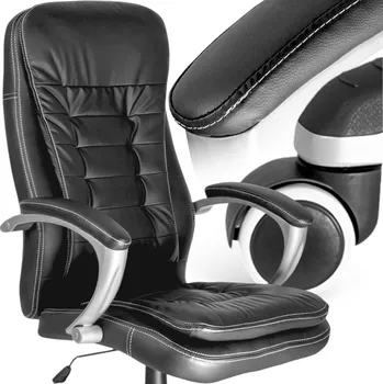 Kancelářské křeslo s MASÁŽÍ otočné + HOUPÁNÍ černé chromované
