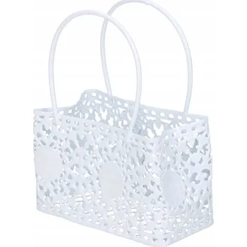 Mini kovový ozdobný košíček bílý 10 cm