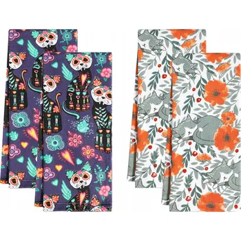 Utěrka JOGOICO Kuchyňské utěrky Bavlna 4 kusy 45x70 cm Kočky