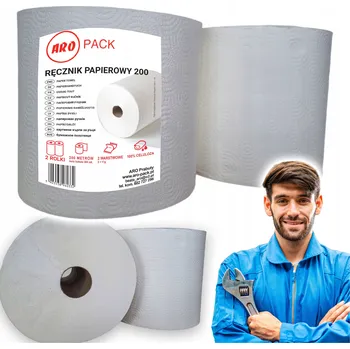 Utěrka PAPÍROVÁ UTĚRKA ČISTICÍ UTĚRKA BÍLÁ 200M ARO-PACK 2VRSTVÁ 2 ROLE CELULÓZA SAVÁ