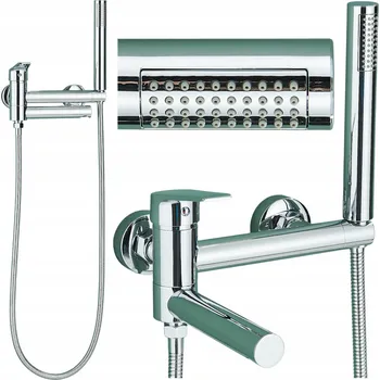 Vodovodní baterie Nástěnná vanová baterie s jednou pákou Ari SLIM TUBE stříbrná