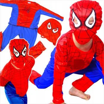 Karnevalový kostým KOSTÝM Spiderman OBLEČENÍ PRO CHLAPCE PŘEVLEK SPIDERMANA SADA MASKA 3v1