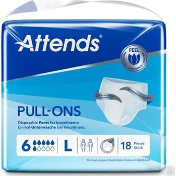 Attends Healthcare Group ATTENDS Pull-Ons 6 L elastické inkontinenční kalhotky, savost 2099 ml, obvod boků 100-140 cm, 18 ks