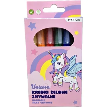 Kresba STARPAK Gelové Pastelky ve vysouvací tyčince SMÝVATELNÉ, 6 barev, motiv JEDNOROŽEC