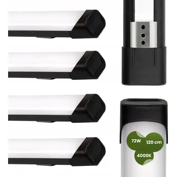 4x LED Lineární Svítidlo 120cm Stropní Svítidlo Přisazené 36W 4320lm 4000K Výkonné