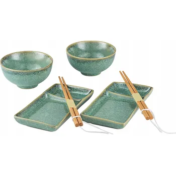 Sada nádobí HENXFEN SADA NA SUSHI, TALÍŘE, MISKY, PÁR HŮLEK, ZELENÁ