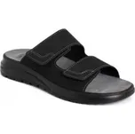 Batz Erik Black č.45 Pánské kožené zdravotní pantofle s vyměnitelnou vložkou | Nastavitelné, pohodlné, vhodné pro ortopedické vložky