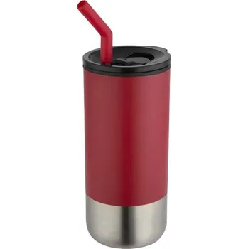 Grayson 480ml hrnek s tepelnou izolací s certifikací RCS a brčkem - Červená