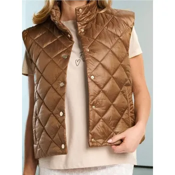 Sinsay - Prošívaná vesta - hnědá - 084FJ-82X - 084FJ-82X-XXS