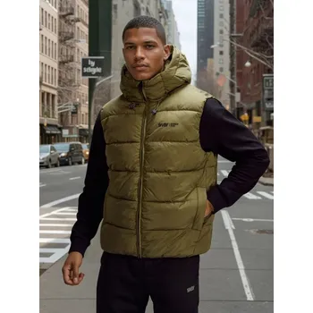 Pánská vesta Sinsay - Prošívaná puffer vesta s kapucí - olivová - 174HM-81X - 174HM-81X-3XL