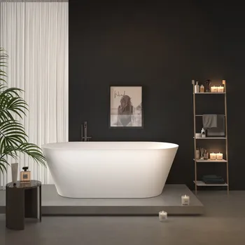 Vana Erga Rhea, volně stojící vana 170x80 cm + odtoková zátka, bílá lesklá, ERG-RHEA-170080-WH-WH