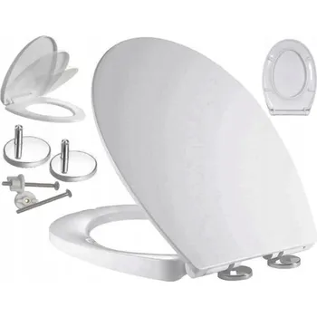 WC sedátko Sedátko na WC Mareani SEMTO, bílé duroplastové WC sedátko s pomalým sklápěním