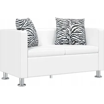 Pohovka Dvoumístná pohovka z umělé kůže, bílá, 120 x 62,5 x 63 cm