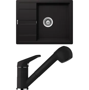 Kuchyňský dřez Set Schock S20-2 (dřez Manhattan D-100 Nero + baterie Cosmo.120 Nero)