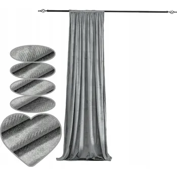 Obraz ZÁVĚS z Veluru VZOR Rybí kost 140x230 cm – s Páskou, Elegantní SVĚTLE ŠEDÁ