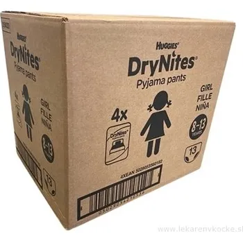 Plenkové kalhoty Kimberly-Clark HUGGIES DryNites L pro dívky (8-13 let) JUMBO plenkové kalhotky 30-48 kg, 52ks
