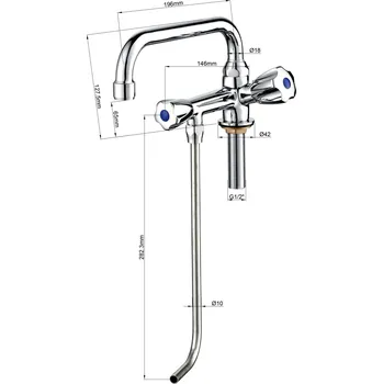 Vodovodní baterie G.Gastro Jednootvorová baterie s 1 dřezovou trubkou & 1 otočnou baterií