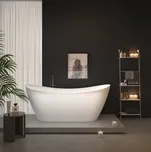 Erga Lina, volně stojící vana 170x75 cm + odtoková zátka, bílá lesklá, ERG-LINA-170075-WH-WH