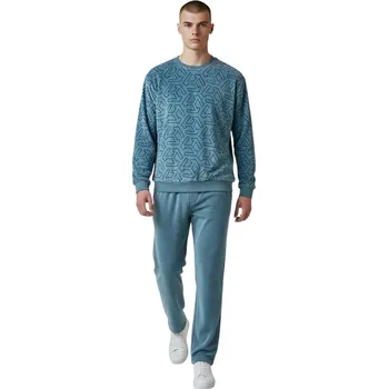 Pánské pyžamo N-feel Pánské mikroplyšové pyžamo KAREL Barva: Tyrkysová, Velikost: L
