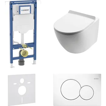 WC sada AKČNÍ SET 5v1 Geberit Duofix Special 111.355.00.6 + WC mísa SLOVARM W YJ-2381A, bílá