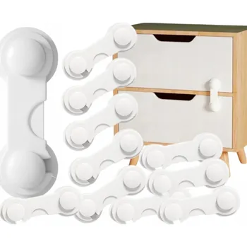 Dětský bezpečnostní prvek ZÁMEK / POJISTKA PROTI OTEVŘENÍ DVEŘÍ SKŘÍNĚK ZÁSUVEK DĚTMI 10 KS