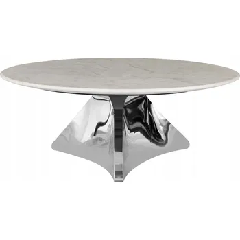 Konferenční stolek Moderní konferenční stolek s mramorovou deskou Bloom Bílý