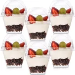 Plastové pohárky na dezerty a snacky s víčky 180 ml, 6 ks