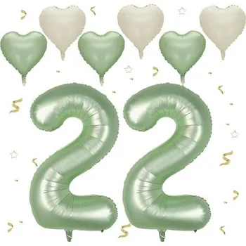 Party dekorace Zelený balónek číslo 22, fóliový balónek číslo 22 avokádově zelený, 40palcový héliový balónek číslo