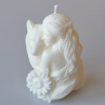 Svíčka Evička Candles Žena & Vlk svíčka 150 g - ručně vyráběná Barva: Bílá