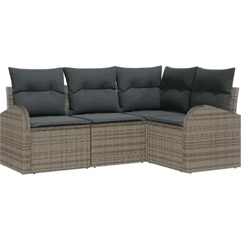 Zahradní sestava 4dílná Zahradní Sedací Souprava, Ratan, Šedá, Obdélníková