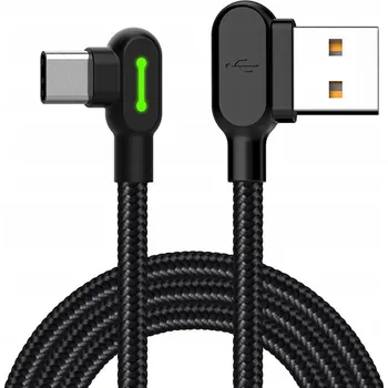 Datový kabel USB kabel na USB-C, zahnutý Mcdodo CA-5282 LED, 1.8 m (černý)