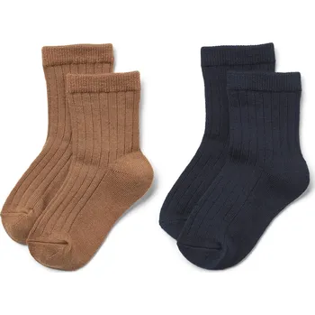 2 páry dětské merino ponožky Vilde Navy WHEAT Velikost: 21-24