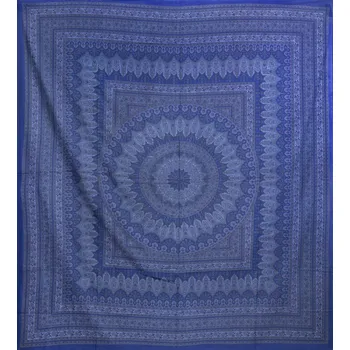 Přehoz na lůžko Mandala velká YANTRA modrá I.