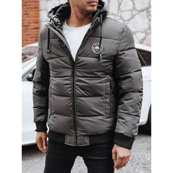 Pánská casual bunda Dstreet Trendy zimní bunda s kapucí v šedém provedení