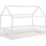 Domečková postel 90x200 cm s bočnicí a roštem, bílá