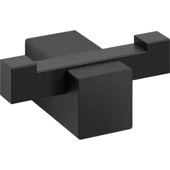 Držák na ručník Háček na ručník CARVO 6 cm, dvojitý, černá, nerezová ocel, Zack