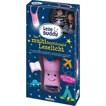 Lampička MOSES Lese Buddy Lampička na čtení pro děti Růžová Se Třpytkami