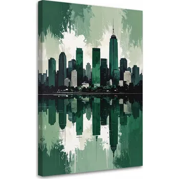 Obraz Obraz do obýváku, ložnice, kanceláře, Moderní Město Budovy zelená 30x45