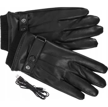 Rukavice Dámské vyhřívané koženkové rukavice USB kabel vel.M/L