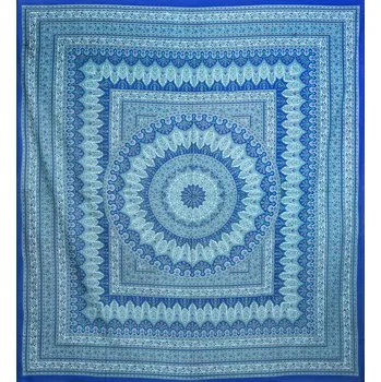 Přehoz na lůžko Mandala velká YANTRA modrá III.