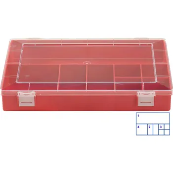 Nářadí na motocykly Hünersdorff Třídicí box Hünersdorff, Classic (225x335x55mm) 8 přihrádek, polystyren, červený 53517
