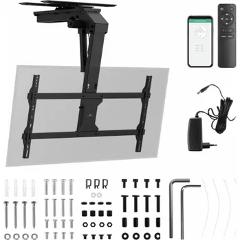 Televizní držák Elektrický držák pro televizor Maclean, stropní, držák Tuya, max. VESA 800x400, nastavitelný +90°~-90°, pro TV 43-86", max. 45 kg, MC-109 T