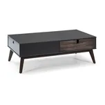 Marckeric Antracitově šedý konferenční stolek s 2 zásuvkami a nohami z borovicového dřeva Kiara Rozbaleno