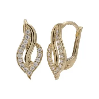 Náušnice Zlaté náušnice se zirkony na patent