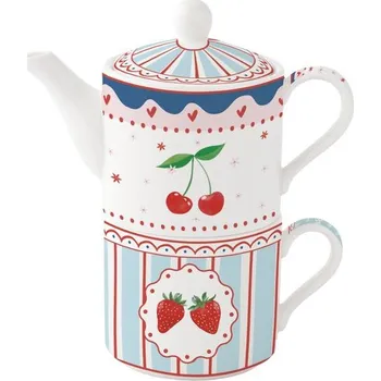 Konvice na čaj Porcelánová sada čaj pro jednoho Fruit Mania 2x280ml, Easy Life