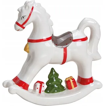 Vánoční dekorace FIGURKA HOUPACÍ KŮŇ VÁNOČNÍ OZDOBA DEKORACE RETRO 12X14 CM