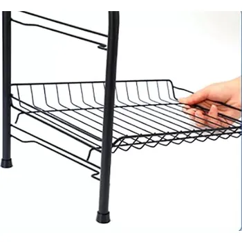 Odkapávač na nádobí Dvoupatrový kovový odkapávač na nádobí – černý, velký